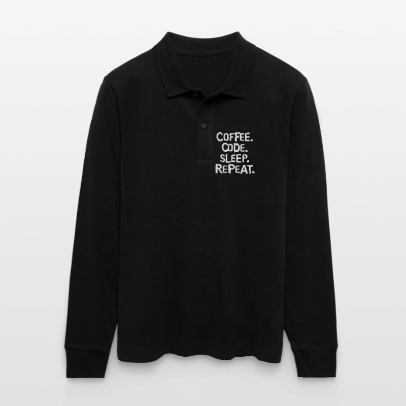 coffee code sleep - repeat programmer work Stanley/Stella Organic Unisex Long-Sleeved Polo Shirt Prepster