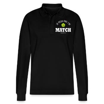 Je peux pas j ai Match football Nantes - Polo à manches longues bio PREPSTER Stanley/Stella Unisexe - noir - Devant - Anna (173cm) & Nico (186cm)