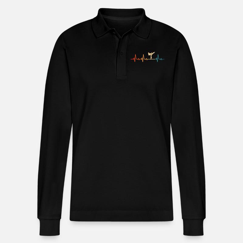 Karate Herzschlag - Stanley/Stella Unisex Bio-Langarm-Poloshirt Prepster - Schwarz