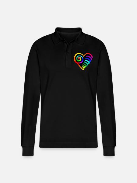 Herz Regenbogen - Stanley/Stella Unisex Bio-Langarm-Poloshirt Prepster - Schwarz