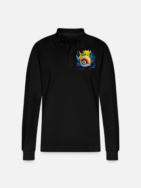 Geology - Fossil - Stanley/Stella Organic Unisex Long-Sleeved Polo Shirt Prepster - black