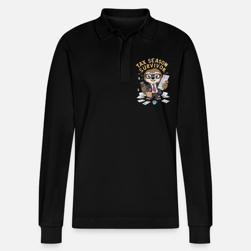 Steuersaison Überlebender - Stanley/Stella Unisex Bio-Langarm-Poloshirt Prepster - Schwarz