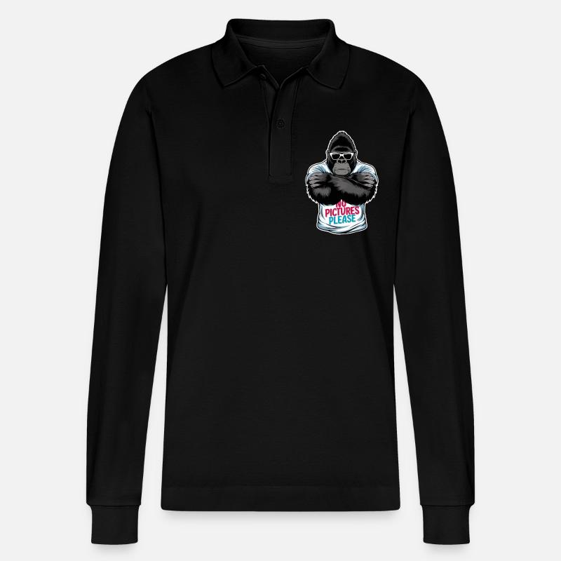 Keine Bilder bitte - Stanley/Stella Unisex Bio-Langarm-Poloshirt Prepster - Schwarz