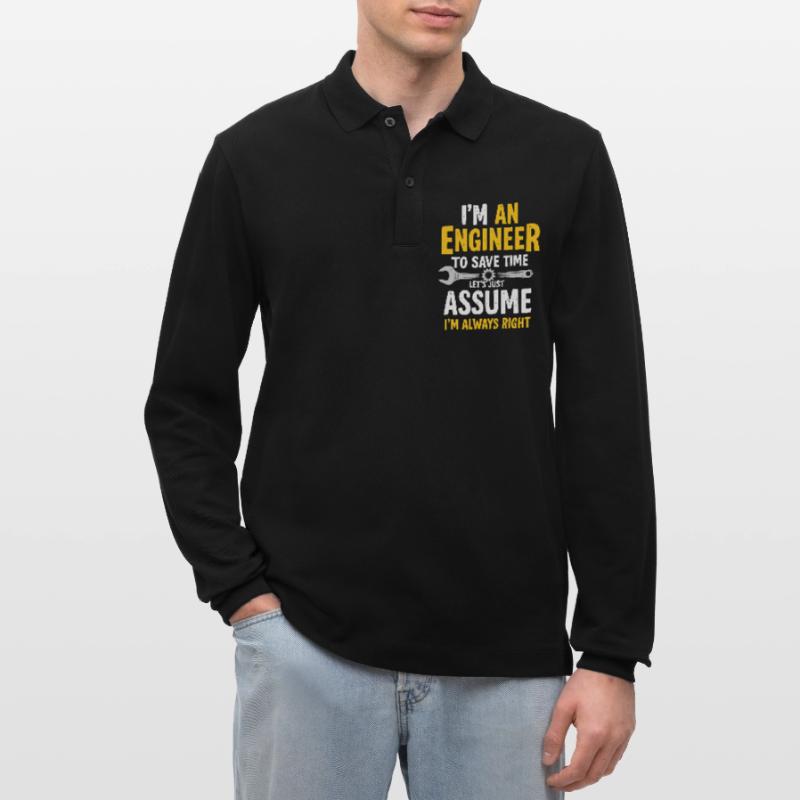 Engineer Logic, Always Right, Save Time Stanley/Stella Organic Unisex Long-Sleeved Polo Shirt Prepster