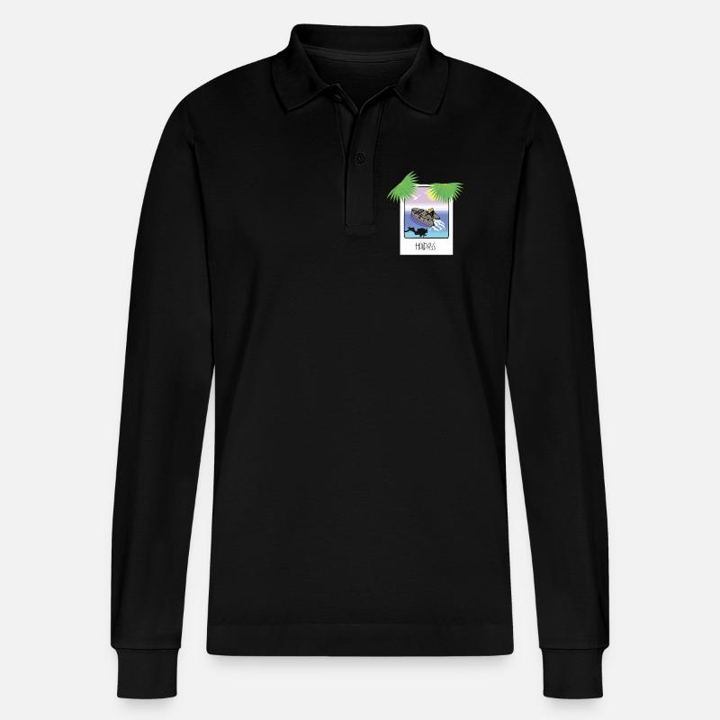 Schnappschuss Urlaub - Stanley/Stella Unisex Bio-Langarm-Poloshirt Prepster - Schwarz