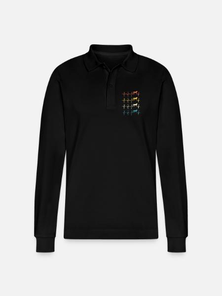 Retro Pferd Herzschlagpferd - Stanley/Stella Unisex Bio-Langarm-Poloshirt Prepster - Schwarz