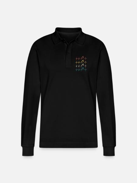 Climbing Heartbeat Climber - Stanley/Stella Organic Unisex Long-Sleeved Polo Shirt Prepster - black