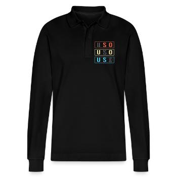 Samoa - Stanley/Stella Organic Unisex Long-Sleeved Polo Shirt Prepster - black - Front - Anna (173cm) & Nico (186cm)