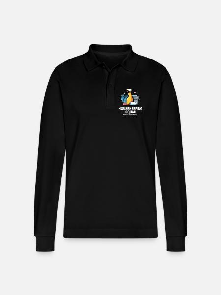Funny Cleaning Design - Stanley/Stella Organic Unisex Long-Sleeved Polo Shirt Prepster - black
