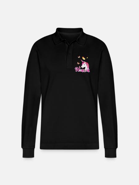 Hannah , Mädchenname, Lieblingsname - Stanley/Stella Unisex Bio-Langarm-Poloshirt Prepster - Schwarz