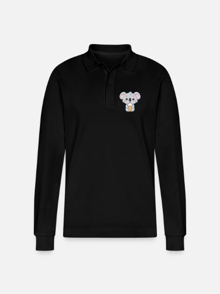 Koala-Gourmand-Eis - Stanley/Stella Unisex Bio-Langarm-Poloshirt Prepster - Schwarz