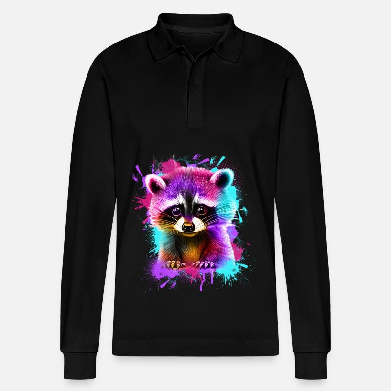 Waschbär - Stanley/Stella Unisex Bio-Langarm-Poloshirt Prepster - Schwarz