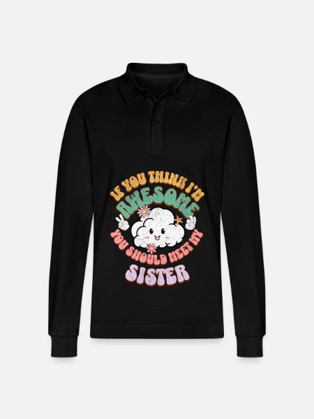 Søskende søster - Stanley/Stella Prepster økologisk unisex langærmet poloshirt - sort
