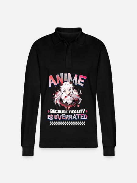 Anime Because Reality Is Overrated - Stanley/Stella Organic Unisex Long-Sleeved Polo Shirt Prepster - black