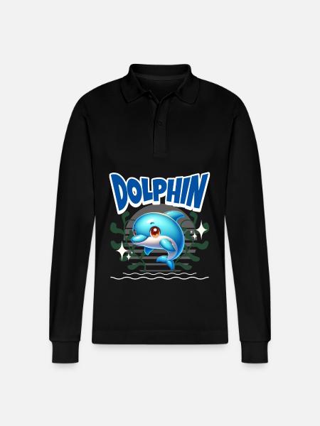 Delfin - Stanley/Stella Unisex Bio-Langarm-Poloshirt Prepster - Schwarz