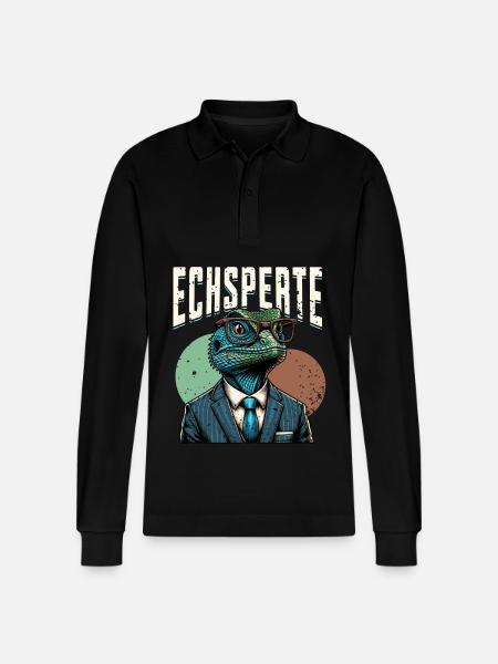 Echsperte Eidechse - Stanley/Stella Unisex Bio-Langarm-Poloshirt Prepster - Schwarz