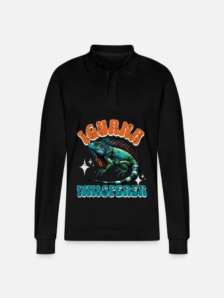 Iguana - Stanley/Stella Organic Unisex Long-Sleeved Polo Shirt Prepster - black