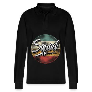 Squad - Stanley/Stella Organic Unisex Long-Sleeved Polo Shirt Prepster - black - Front - Anna (173cm) & Nico (186cm)