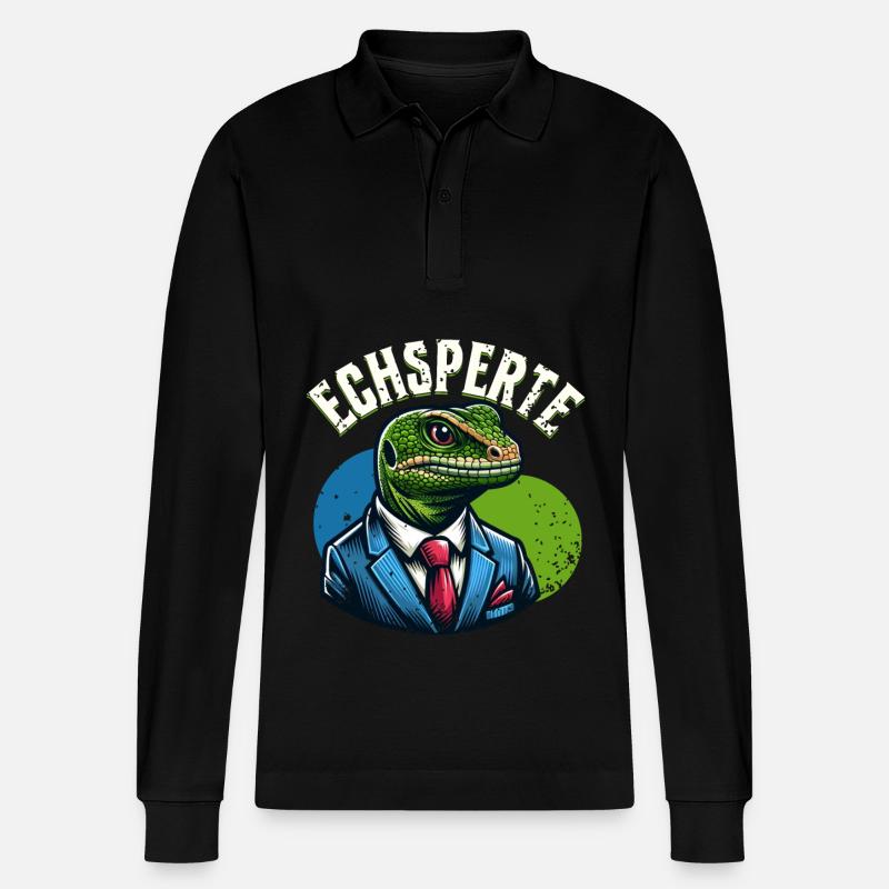 Echsperte - Stanley/Stella Unisex Bio-Langarm-Poloshirt Prepster - Schwarz