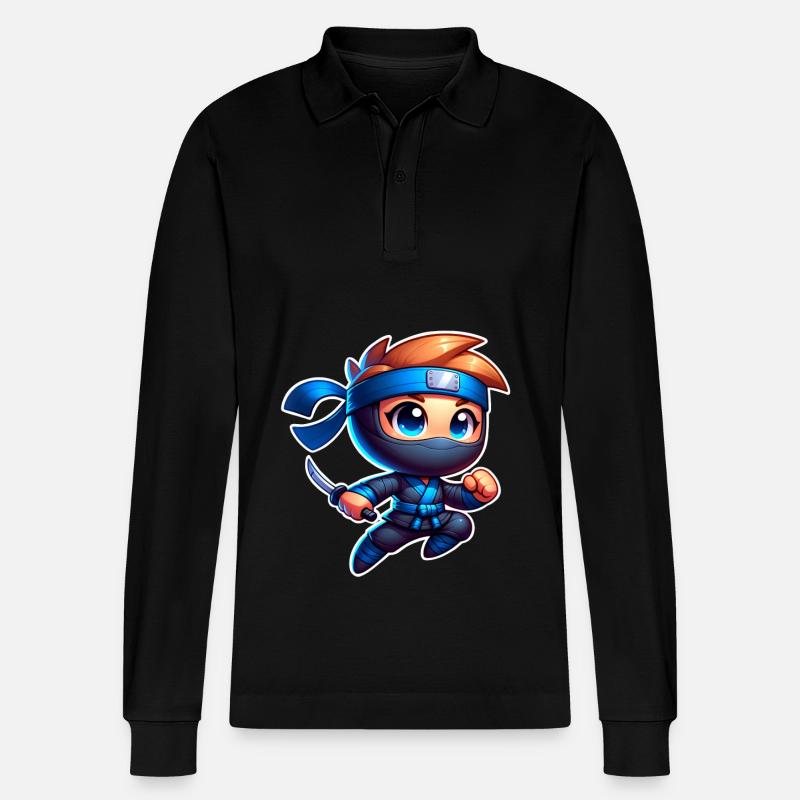 Ninja - Stanley/Stella Unisex Bio-Langarm-Poloshirt Prepster - Schwarz