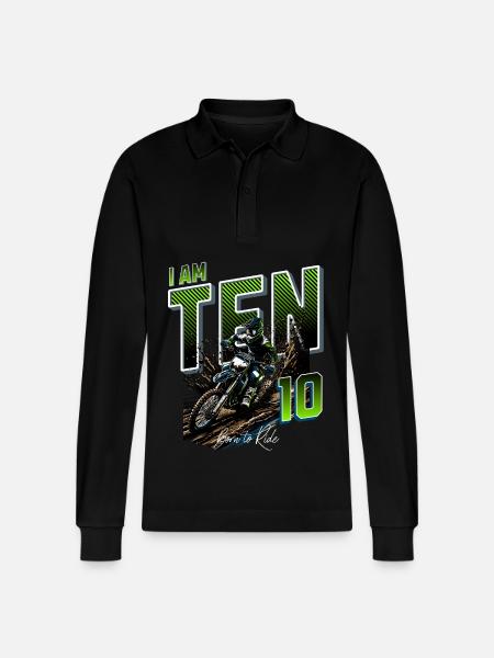 Motocross 10th Birthday - Stanley/Stella Organic Unisex Long-Sleeved Polo Shirt Prepster - black