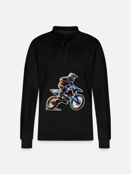 Motocross - Stanley/Stella Organic Unisex Long-Sleeved Polo Shirt Prepster - black