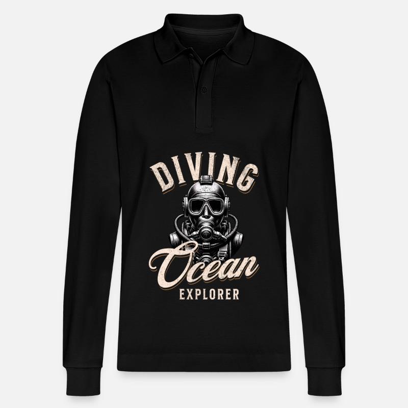 Taucher Ocean Explorer - Stanley/Stella Unisex Bio-Langarm-Poloshirt Prepster - Schwarz