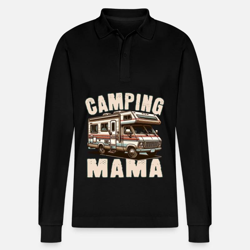 Camping Mama - Stanley/Stella Unisex Bio-Langarm-Poloshirt Prepster - Schwarz
