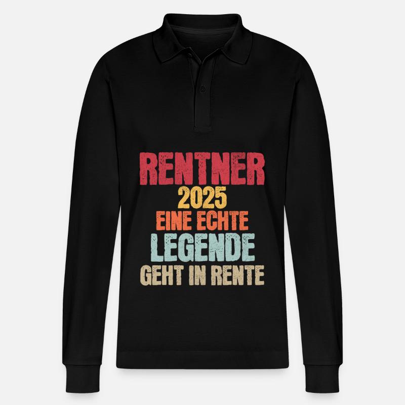 Rentner 2025 - Stanley/Stella Unisex Bio-Langarm-Poloshirt Prepster - Schwarz