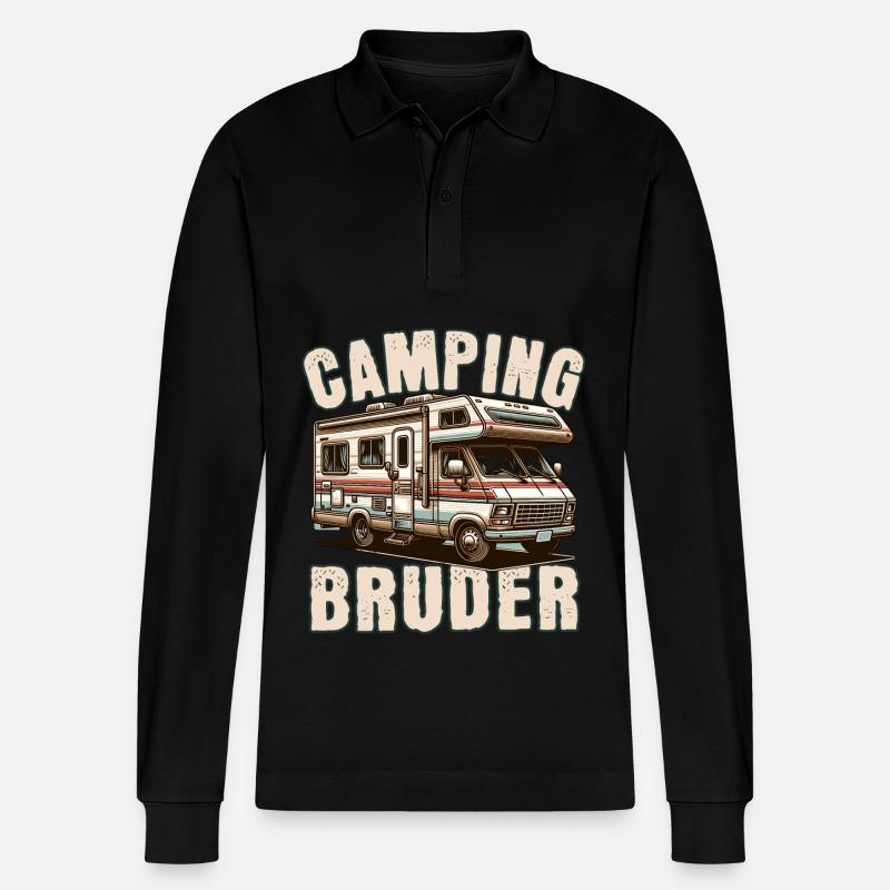 Camping Bruder - Stanley/Stella Unisex Bio-Langarm-Poloshirt Prepster - Schwarz