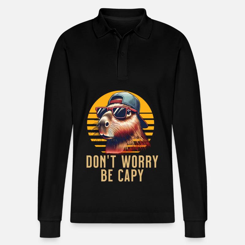 Capybara - Stanley/Stella Unisex Bio-Langarm-Poloshirt Prepster - Schwarz