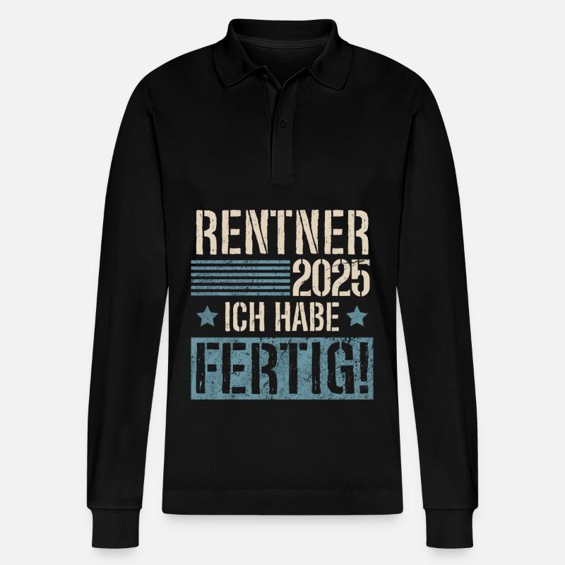 Rentner 2025 - Stanley/Stella Unisex Bio-Langarm-Poloshirt Prepster - Schwarz