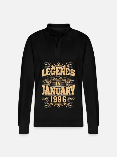 January 1996 Birthday Legend - Stanley/Stella Organic Unisex Long-Sleeved Polo Shirt Prepster - black