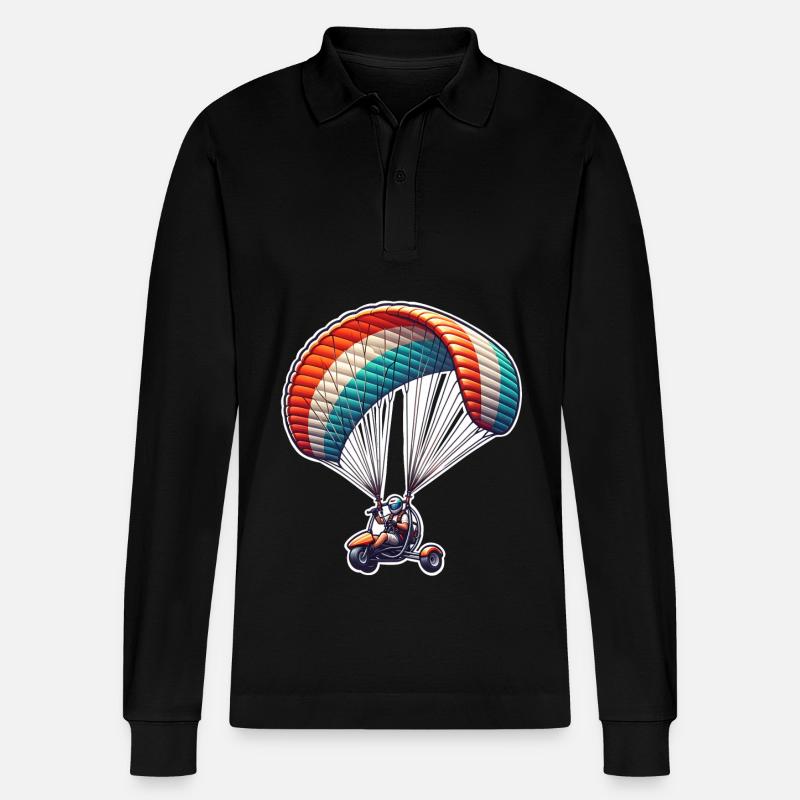 Motorschirm Paramotor - Stanley/Stella Unisex Bio-Langarm-Poloshirt Prepster - Schwarz