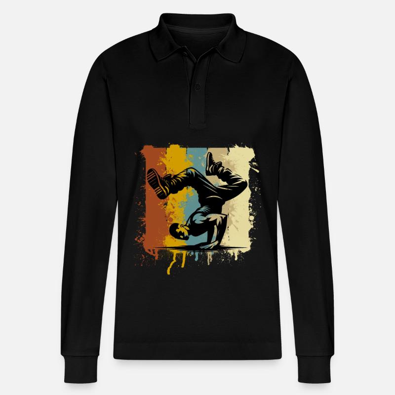 Breakdance - Stanley/Stella Unisex Bio-Langarm-Poloshirt Prepster - Schwarz