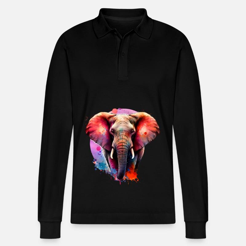 Elefant - Stanley/Stella Unisex Bio-Langarm-Poloshirt Prepster - Schwarz