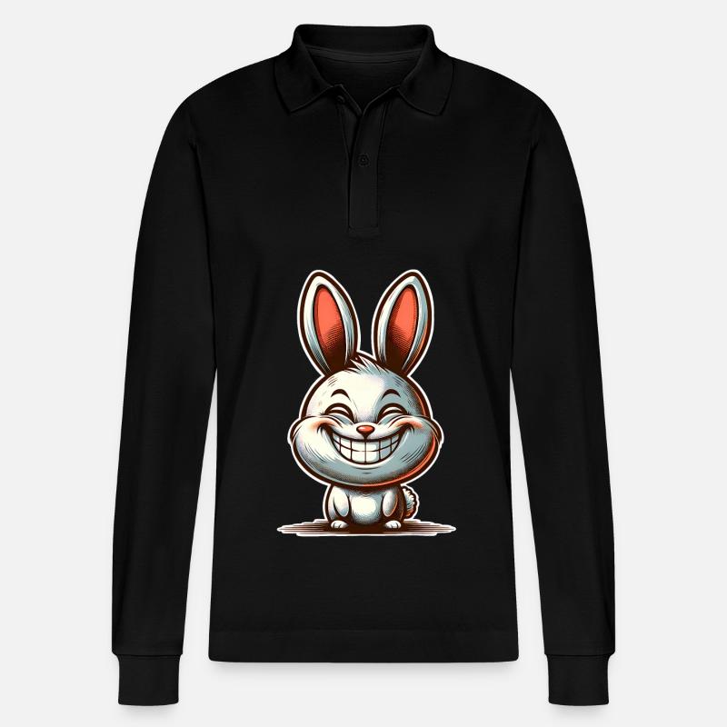 Rabbit Rabbit - Stanley/Stella Organic Unisex Long-Sleeved Polo Shirt Prepster - black