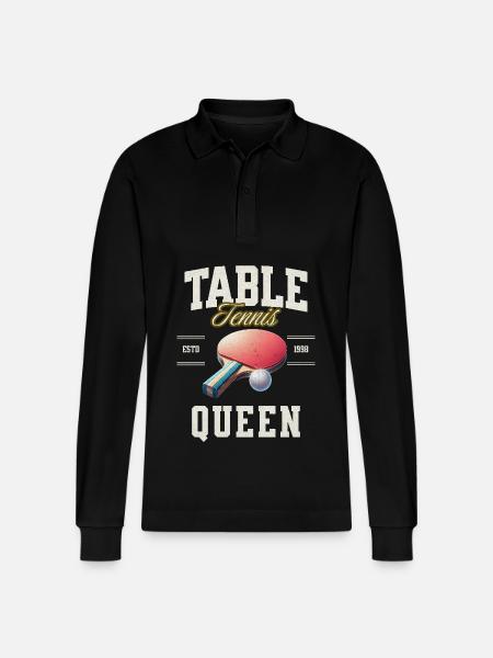 Table Tennis Queen - Stanley/Stella Organic Unisex Long-Sleeved Polo Shirt Prepster - black