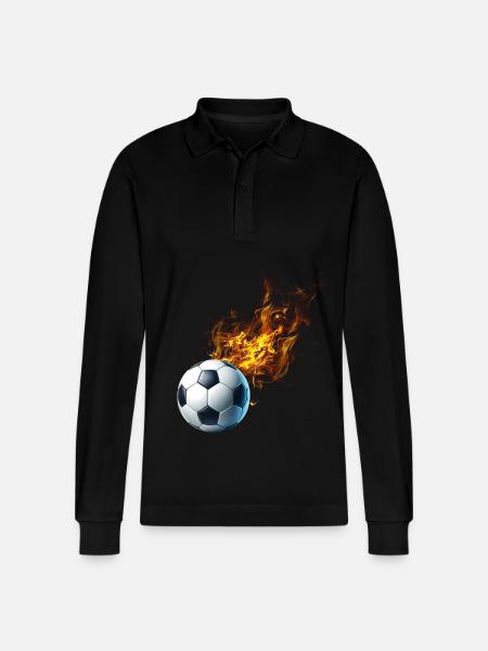Fußball Feuer - Stanley/Stella Unisex Bio-Langarm-Poloshirt Prepster - Schwarz