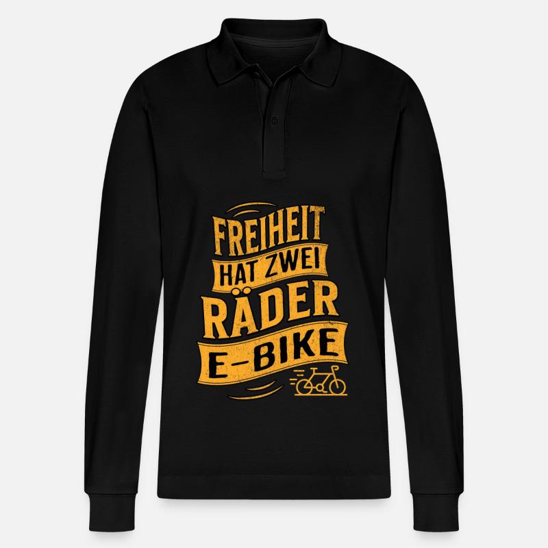 E-Bike E-Biker - Stanley/Stella Unisex Bio-Langarm-Poloshirt Prepster - Schwarz
