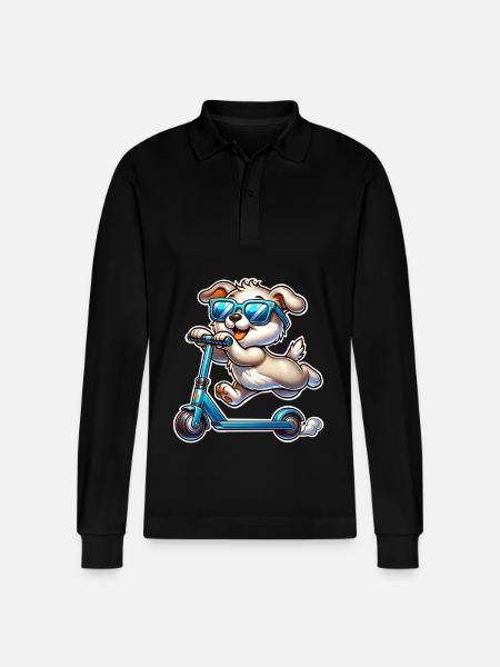 Tretroller E-Scooter E-Roller - Stanley/Stella Unisex Bio-Langarm-Poloshirt Prepster - Schwarz