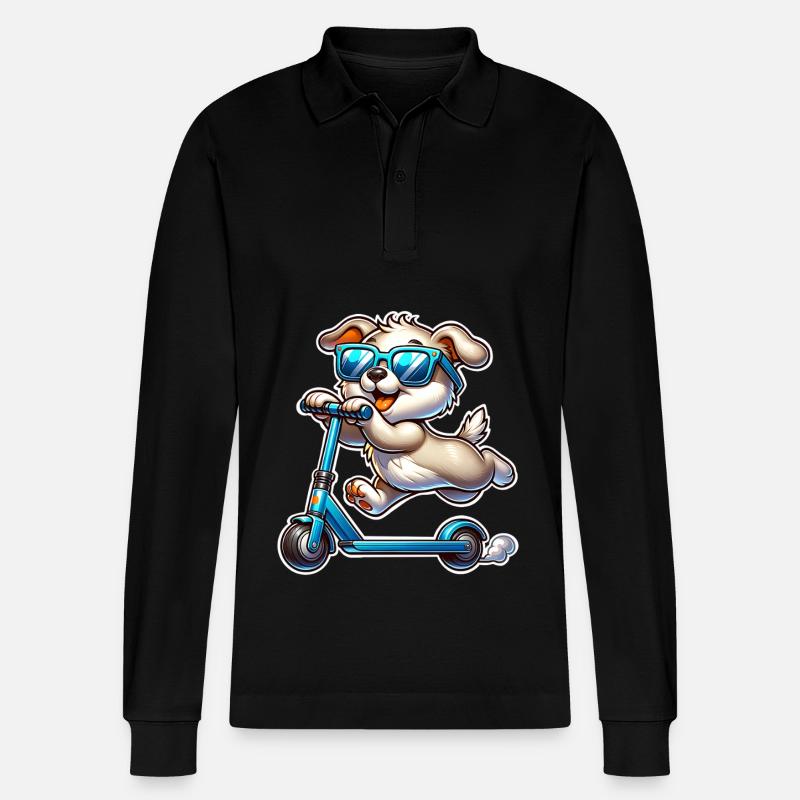 Kick Scooters E-Scooters E-Scooters - Stanley/Stella Organic Unisex Long-Sleeved Polo Shirt Prepster - black