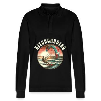 Kitesurfen Kitesurfer Kiteboard - Stanley/Stella Unisex Bio-Langarm-Poloshirt Prepster - Schwarz - Vorne - Anna (173cm) & Nico (186cm)