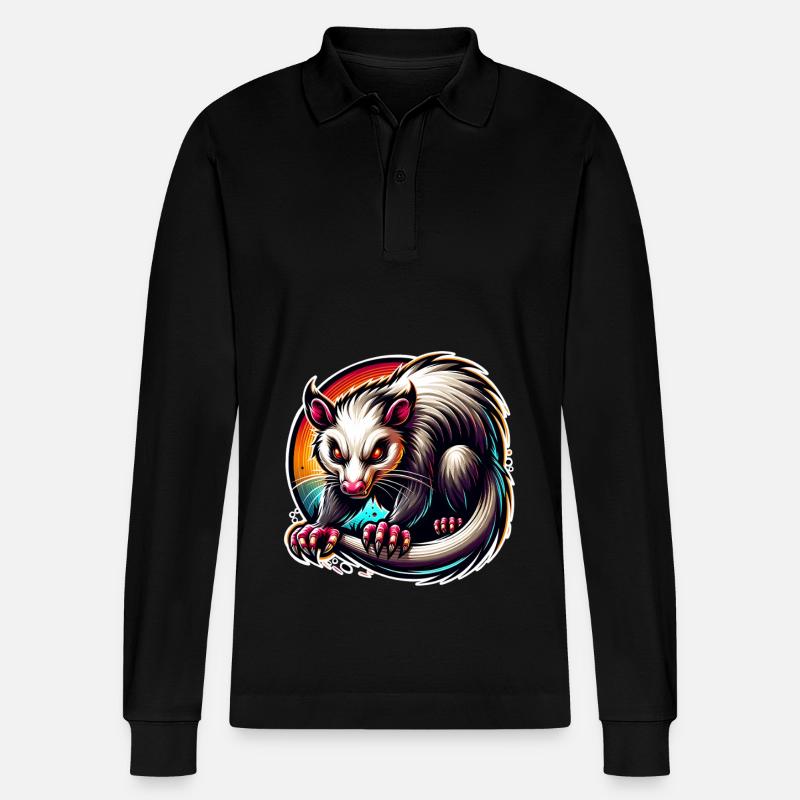 Opossum - Stanley/Stella Unisex Bio-Langarm-Poloshirt Prepster - Schwarz