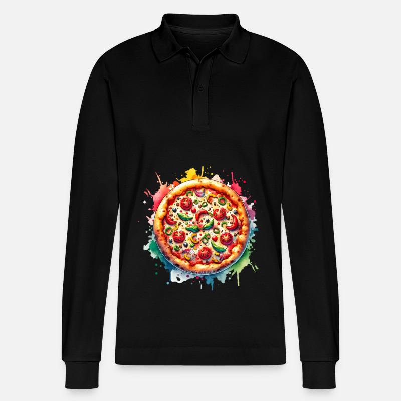 Pizza - Stanley/Stella Unisex Bio-Langarm-Poloshirt Prepster - Schwarz