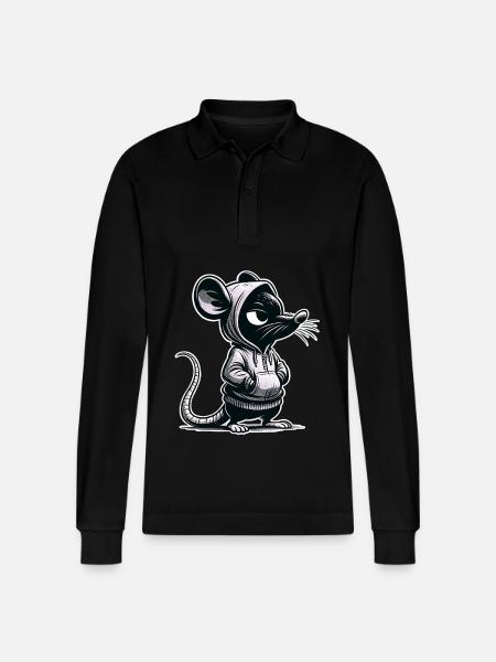 Mouse - Stanley/Stella Organic Unisex Long-Sleeved Polo Shirt Prepster - black