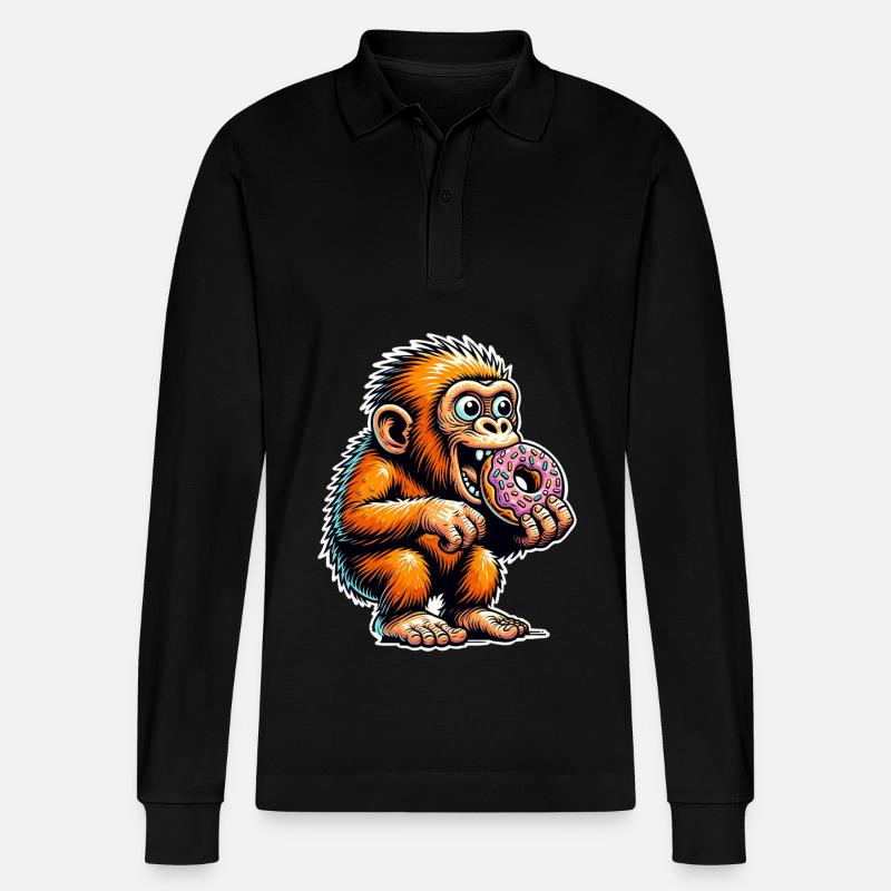 Neandertaler Donut - Stanley/Stella Unisex Bio-Langarm-Poloshirt Prepster - Schwarz