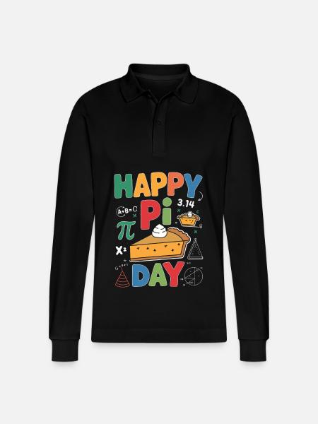 Happy Pi Day - Stanley/Stella Organic Unisex Long-Sleeved Polo Shirt Prepster - black