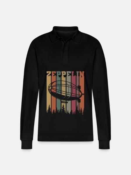 Zeppelin - Stanley/Stella Organic Unisex Long-Sleeved Polo Shirt Prepster - black