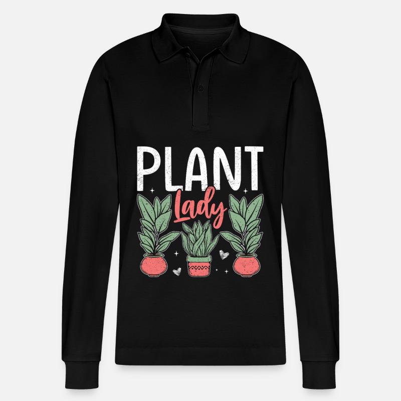 Plant Lady - Stanley/Stella Unisex Bio-Langarm-Poloshirt Prepster - Schwarz